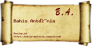 Bahis Antónia névjegykártya